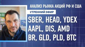 Анализ рынка акций РФ и США/ SBER, HEAD, YDEX, AAPL, DIS, AMD/ BR, GLD, PLD, BTC