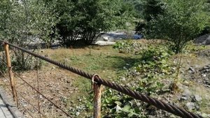 Подвесной канатный мост, река рубас