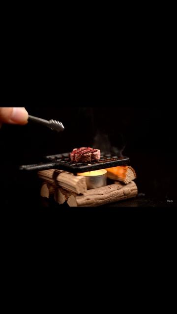 Готовлю Стейк для кота у ночного костра 🔥 | Campfire Steak ASMR #shorts #tinykitchen #asmr