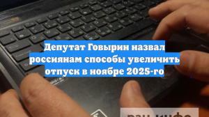 Депутат Говырин назвал россиянам способы увеличить отпуск в ноябре 2025-го