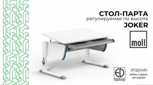 Парта Moll Joker | Немецкий школьный стол, растёт с ребёнком, сохраняет осанку и здоровье спины