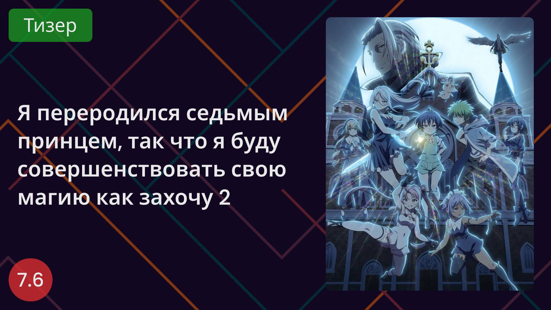 Я переродился седьмым принцем, так что я буду совершенствовать свою магию как захочу 2 сезон. смотреть онлайн