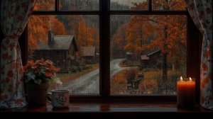 Сильный осенний дождь, окошко