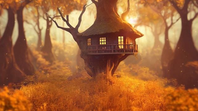 ОСЕННЯЯ АТМОСФЕРА здесь 🍂 | Лесная атмосфера | Отдохните в прекрасном ДОМИКЕ СКАЗОК над деревьями