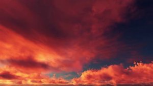 Плывущие красные облака - зацикленное таймлапс видео Fiery hot red sunset clouds timelapse seamless