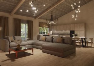 Дизайн кухни-гостиной частного дома