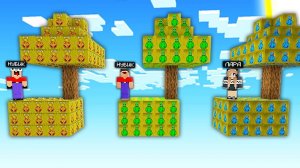 2 НУБА И ДЕВУШКА ПРО ВЫЖИВАЮТ НА ОСТРОВАХ РАДУЖНЫХ ДРУЗЕЙ РОБЛОКС В МАЙНКРАФТ