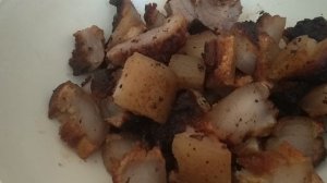 Мой обед сегодня! Жаренное сало с мясом ,ракушки и салат 🥗! Юг России 🏝️.