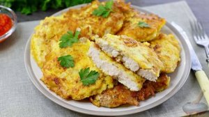 Сочное мясо, удачный кляр. ОТБИВНЫЕ В ТЫКВЕННОМ КЛЯРЕ