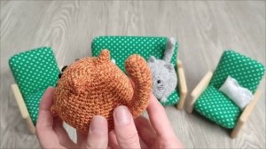 Вязаная игрушка котик-булочка Рыжий