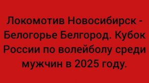 Локомотив Новосибирск - Белогорье Белгород. Кубок России по волейболу среди мужчин в 2025 году.
