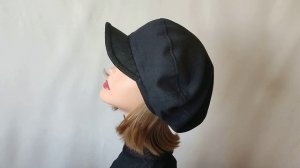 Демисезонная кепи с ТРЕССАМИ (волосами) из черного Джерси на хб трикотажном подкладе