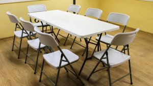 Складные столы 180х74 и стулья Мемфис, аренда и прокат