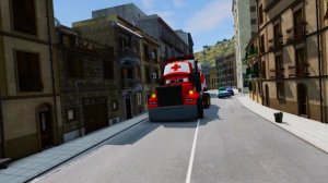 Скорая помощь и эвакуатор против гигантской КРАСНОЙ пожарной машины Зомби BeamNG.drive