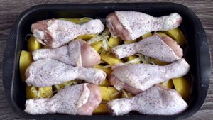 Куриные ножки с картошкой и грибами