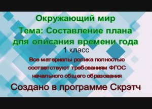 Окружающий мир 1 класс Составление плана описания времени года