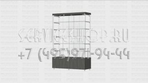 Большая прямоугольная витрина с тумбой под замок с диодной подсветкой