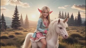 🌸 Волшебное путешествие девушки - эльфа верхом на единороге 🌟