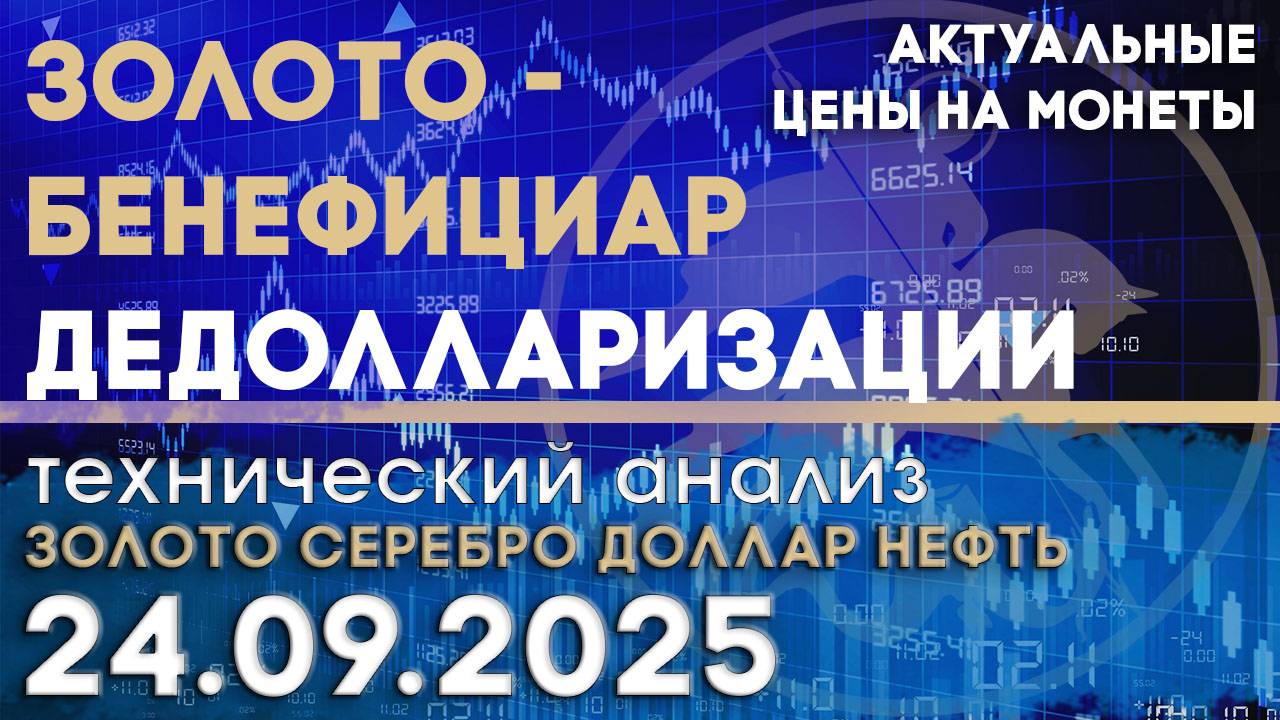 Золото - бенефициар дедолларизации. Анализ рынка золота, серебра, нефти, доллара 24.09.2025 г
