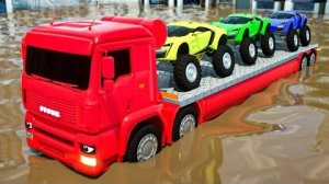 Гигантский грузовик пересекает гигантский ров с машинами 🚒🚔 АВТОМОБИЛИ и МОТОЦИКЛЫ с ГРУЗОВИКОМ,