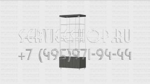 Прямоугольная витрина с накопительной тумбой распашная дверка без подсветки