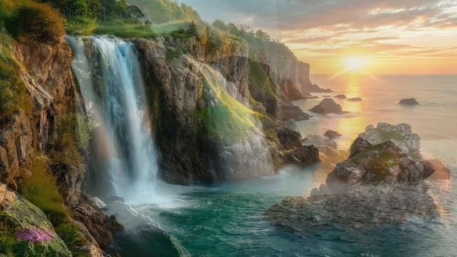 Водопад - танец воды под музыку ветра смотреть онлайн