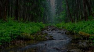 Звук природы для сна. Дождь. Природа.  Журчание ручья в дождь для сна