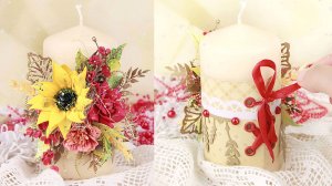 Обычную свечу превращаю в осенний декор для дома🍁 Зажигать свечу нельзя, а любоваться можно😉