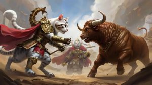 Королевская битва кошачьих (и два быка)