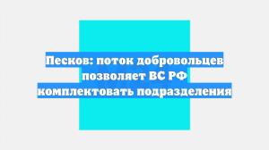 Песков: поток добровольцев позволяет ВС РФ комплектовать подразделения
