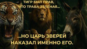 Тигр был прав, что трава зеленая. Но царь зверей наказал ЕГО, а не осла. Урок на всю жизнь.