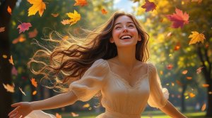 Fallen leaves are flying