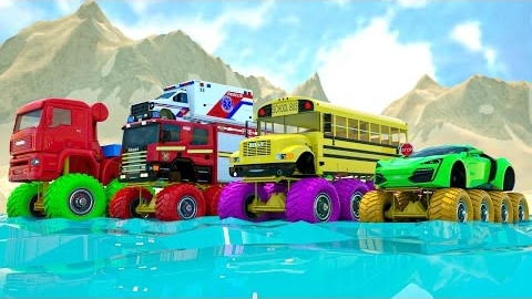 Гигантская пожарная машина, Гигантский грузовик, Гигантский автобус 🚒 🚔 - Гигантские грузовики про