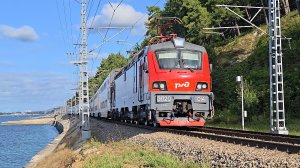 ЭП20-014 с поездом №103 Москва–Адлер вдоль Чёрного моря | Волконская