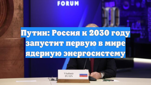 Путин: Россия к 2030 году запустит первую в мире ядерную энергосистему