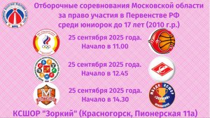 Отборочные соревнования Московской области среди юниорок до 17 лет (2010 г.р. и моложе)