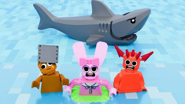 ЛЕГО СПРУНКИ! АКУЛА НАПАДАЕТ НА SPRUNKI В бАССЕЙНЕ КТО ИХ СПАСЁТ ЁКАРНЫЙ БАБАЙ