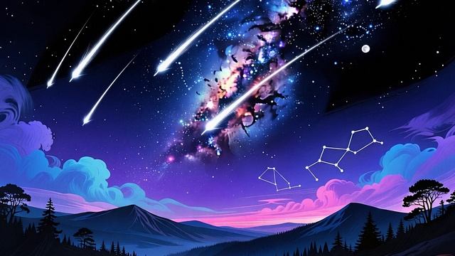 Звёздный дождь над горами: магия ночного неба.