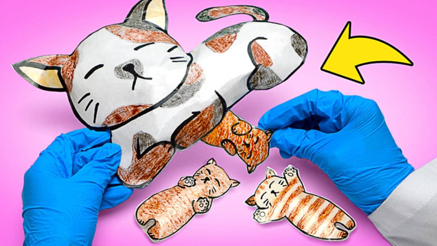 Мастерим бумажных котят 🐱 Спасаем маму-кошку ❤️ Весёлые поделки ✂️✨