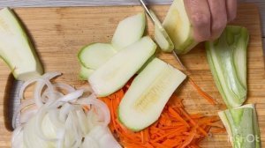 ВСЕГО 360 грамм  МЯСА и мы готовим  2 блюда! САЛАТ из кабачков и ГРЕЧКА с мясом!