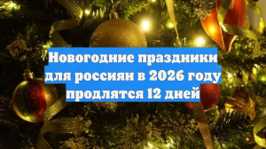 Новогодние праздники для россиян в 2026 году продлятся 12 дней