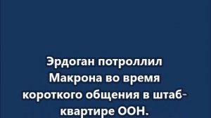 Эрдоган потроллил Макрона во время короткого общения в штаб-квартире ООН