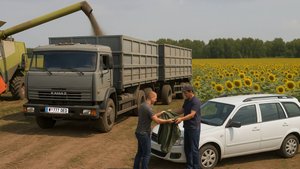 💸 КУПИЛ ПОЛОГА и БЕГОМ НА УБОРКУ 🌻 СЕМЕЧКИ УРОЖАЯ 2025... Камаз дальнобой