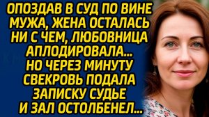 Опоздав в суд по вине мужа, жена осталась ни с чем, любовница аплодировала… Но через минуту свекровь