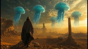 Desert Jellyfish Sky 🪐 2-Hour Surreal Ambience | Neon Tentacles | Ancient Ruins | Lonely Wanderer