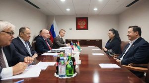 С.В.Лавров с Президентом Боливии Л.Арсе "на полях" 80-й сессии ГА ООН, Нью-Йорк, 25 сентября 2025