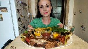 Мукбанг🍖Свиные ребрышки и овощи на гриле 🍅🥗🌽
