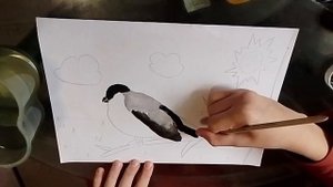 Рисую Снегиря гуашью/Рисование на канале Влад. Умелые руки.