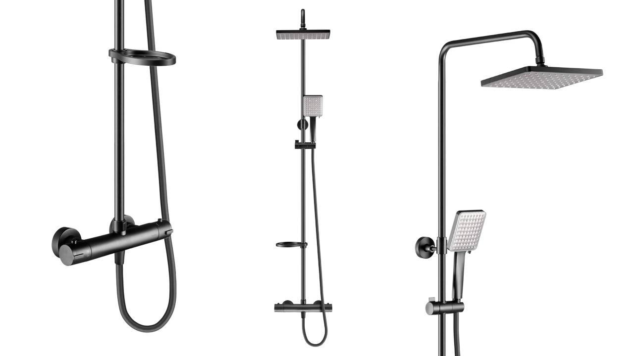 Распаковка семейного душа с термостатическим смесителем для душа, цвет: черный Swedbe Hermes 5144B смотреть онлайн