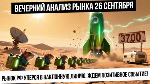 Вечерний анализ рынка 26 сентября. Индекс уперся в наклонку! Индекс сильный и впитывает негатив!